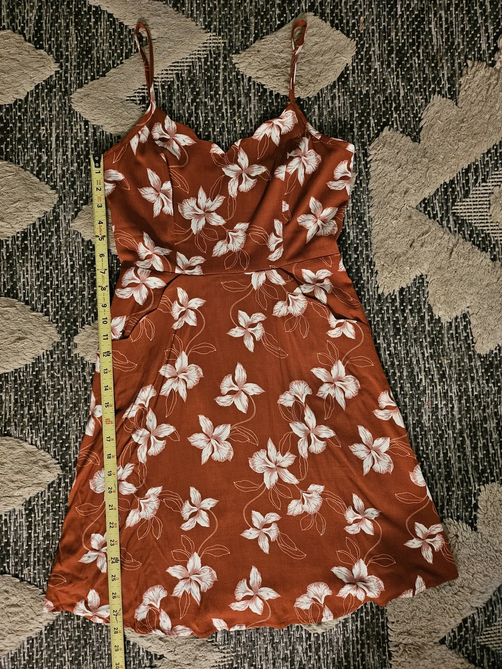 41 Hawthorn Rust Slip Dress with White Floral Print - Picture 2 of 5